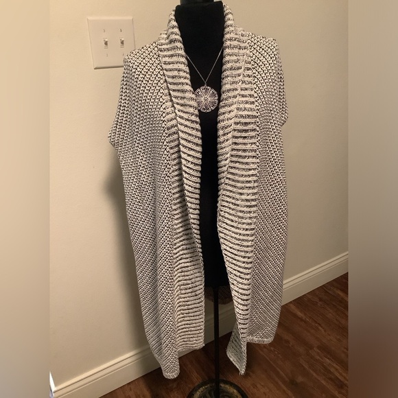 Chico’s women’s 3 gray silver threads shawl collar open front cardigan sweater - Picture 1 of 6